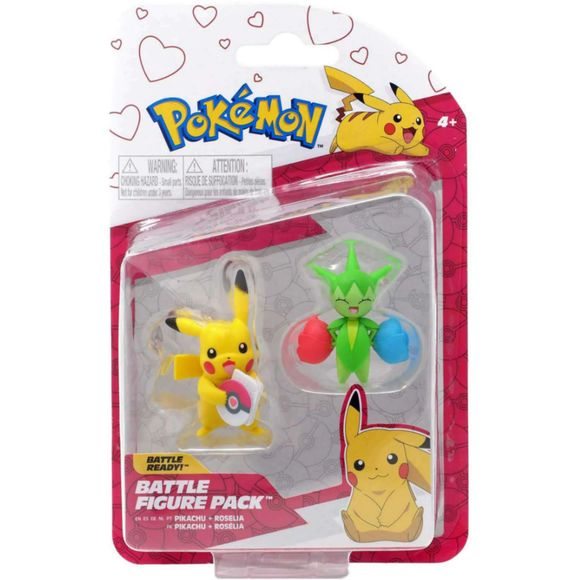 Jazwares Pokemon Battle Figure 2022 Valentine's Day Pikachu and Roselia - Picture 1 of 3
